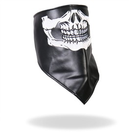 Hot Leathers Skull Face Leather Neck Warmer (Black)