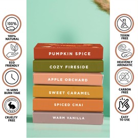 Folkulture Incense Cone Scented | Set of 6 (60) Fall Incense Cones for Relaxation | Pumpkin Spice Inscents or Spiced Chai Fall Scents | Inscent Cone Variety Pack for Fall Essentials