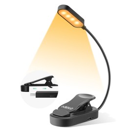 EDISHINE Book Light for Reading at Night in Bed, Portable Clip-on Bookmark, 3 Color Modes & Stepless Dimmable, Eye Care LED USB Rechargeable Lamp for Readers, Kids, Bookworms, Travel (Black)