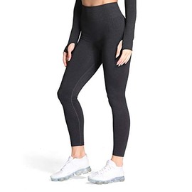 Aoxjox Women's High Waist Workout Gym Vital Seamless Leggings Yoga Pants (Black Marl, X-Small)