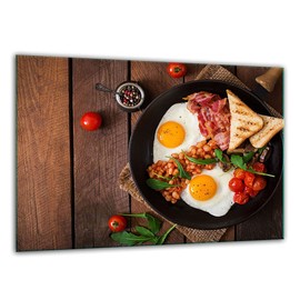 TMK Glass Chopping Board 30 x 22 cm with Motif Wooden Chopping Plate Hob Cover Plate Decorative Glass
