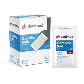 Dealmed Abdominal Combine Pads 5"x9" (20-Pack) Sterile Individually Wrapped, ABD Pads, Absorbent, Non Adherent for Wound Care, Drainage, First Aid, 20/Box (1 Pack)