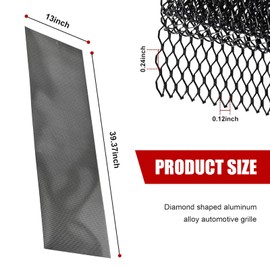 Shakas Car Grille Mesh, Thickened High-hardness Alloy Rhombic Small Holes Embedded Multifunctional Air Vent Mesh, DIY Tuning Replacement Accessories, Suitable for Most Cars (Black)