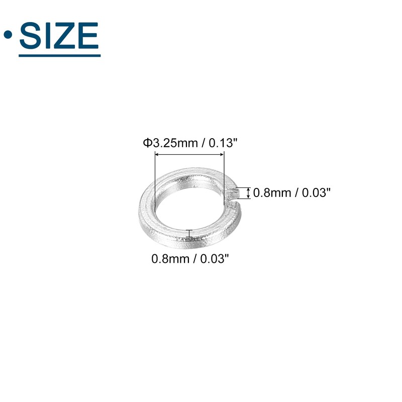 sourcing map M3 Split Lock Washer, 50Pcs 304 Stainless Steel