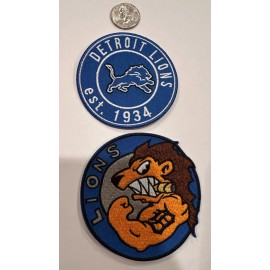 Unbranded (2)- Detroit Lions  Embroidered  Iron On Patches 3.25”x 3.25” Beautiful.