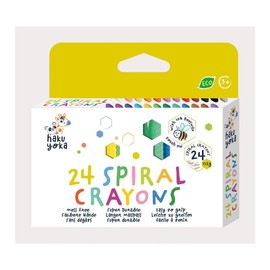 Haku Yoka Spiral Wax Crayons Set, 24 Wax Colours, Colourful Wax Crayons with Grip Rings, Easy to Grip, No Staining, Ideal for Children from 3 Years