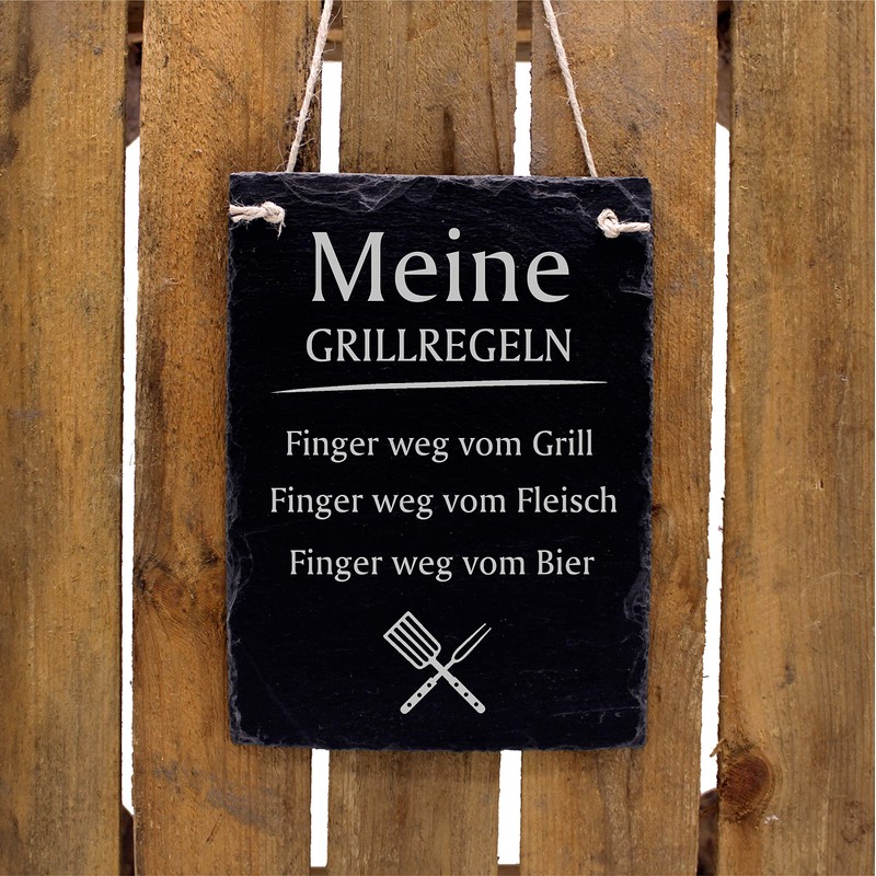 Dekolando Home Accessories Engraved Slate Sign with German Text "My