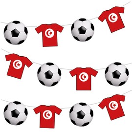AK Giftshop Tunisia Football Bunting Party Decorations World Cup Flags - 12pcs / 2.5m Ribbon