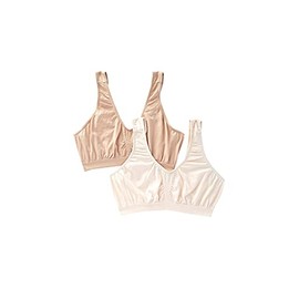Bali Women's Comfort Revolution Microfiber Crop Bra - 2 Pack, X1J3, Light Beige/Nude, 2X