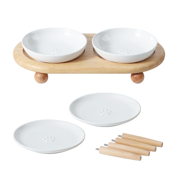 Havniva Raised Ceramic Wide Whisker Friendly Cat Dishes, Food& Water