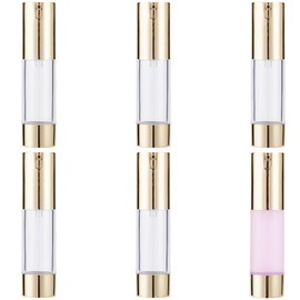 BENECREAT 6PCS 15ml(0.5oz) Empty Plastic Vacuum Pump Bottles, Gold U-Type Pump Head Airless Vacuum Pump Press Bottles Lotion Dispenser for Travel Makeup Cream Essential Oils Liquid