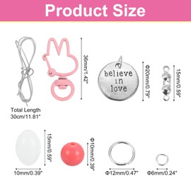 sourcing map Wristlet Keychain, Acrylic Beaded Key Ring Car Keychain Cute Bangle Chains Accessories for Women, Pink