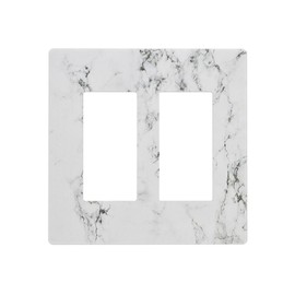 White Gray Black Marble 2 Gang Double GFCI Decorator Rocker/decorator Light Switch Cover Decorative Outlet Wall Plate Electrical Faceplate Screwless