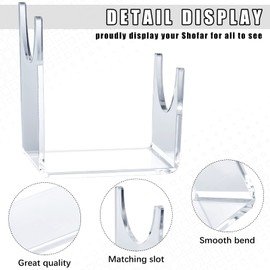 Taiyin 2 Pieces Acrylic Stand for Shofar, Clear Shofar Stand, Sword Holder, Sturdy Horn Holder for Oryx, Kudu, Yemenite Swords, Christmas Home Office Decor, 4.25 x 2.52 x 4.72 Inches