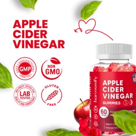 HARMONIFY Apple Cider Vinegar Gummies with Pomegranate Beet Juice, Vinagre De Manzana Capsulas & Gomitas, Formulated with Vitamin B12, 1000 mg Vitamins - 30 Days Servings