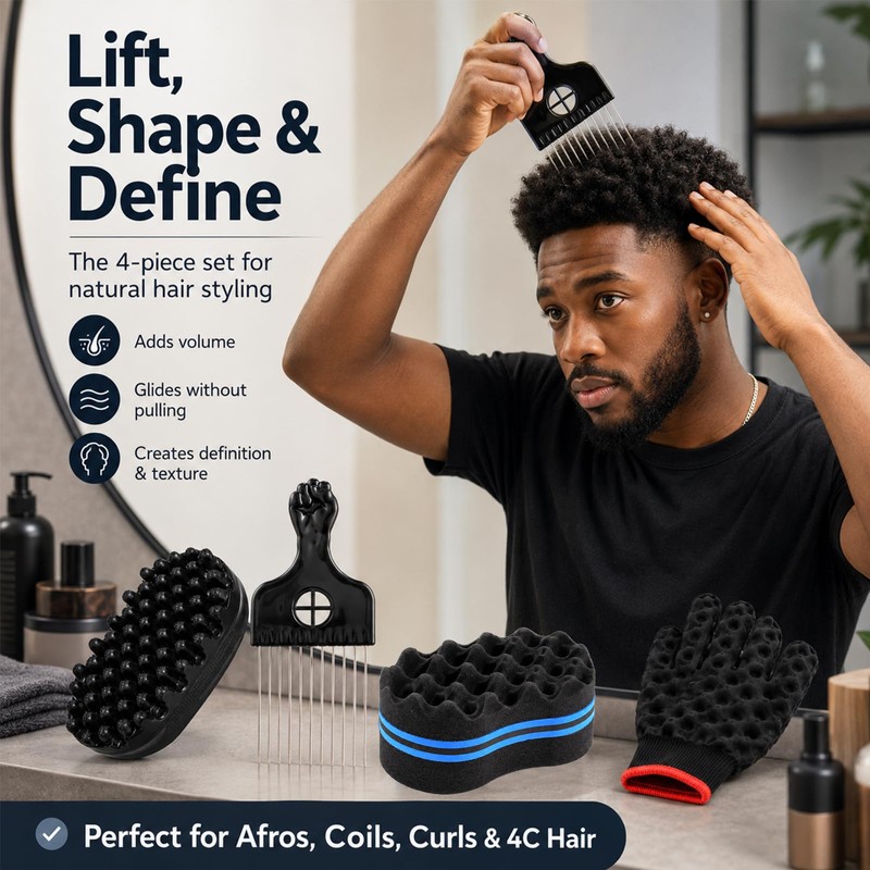 GMBANK Hair Sponge Brush,Styling Tools for Natural Curls and Home