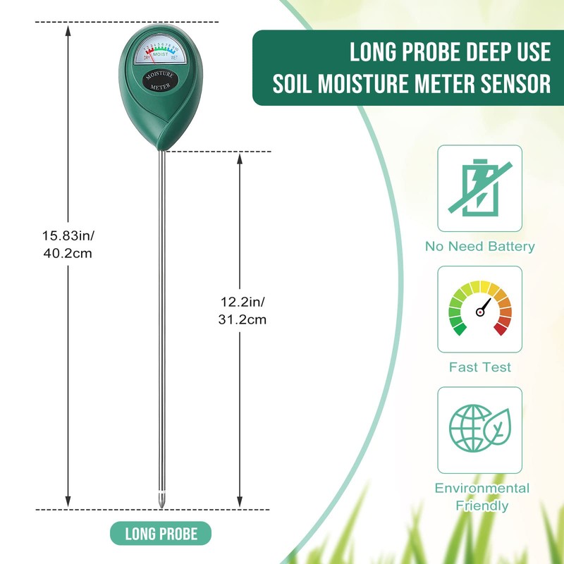 4 Pack Soil Moisture Meter 15.8 Inch Long Probe Deep