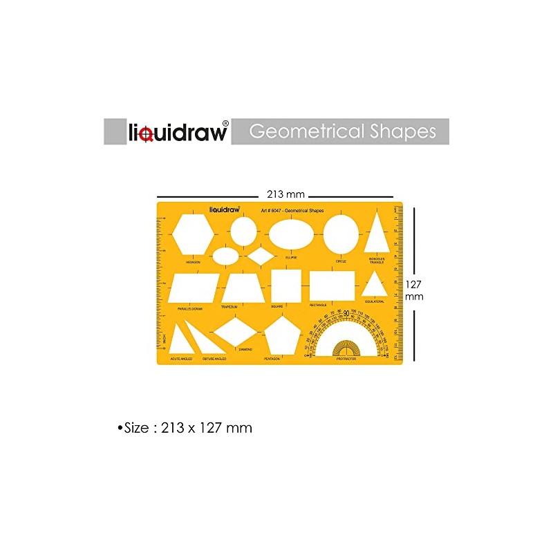 Liquidraw Geometry Shapes Template Stencil Protractor Circle Ellipse Oval Triangle
