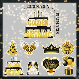 It's My Golden Birthday Honeycomb Centerpieces- Gold Happy Birthday Party Decorations for Teens, Women, Men - Golden Birthday Party Supplies for Girl or Boy, Golden Party Decorations Supplies