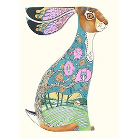 Blue Hare Card Daniel Mackie Designs 7 x 5 inches wrapped in cello with envelope
