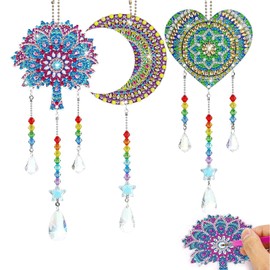 Kit de arte para niñas LURI, manualidades para niñas. Manualidades para niños reversibles,campanas de viento de dibujos con diamantes. Kit de pintura de diamantes de 7 a 12 años