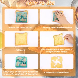 32 PCS Sandwich Cutter & Sealer, All in One Bento Box Accessory Kit, Kids Lunch Accessories, DIY Lunch Box Vegetable Fruit Cookie Cutters, Rice Ball Maker, Easy to Use Without Hurting Hands (1 Set)