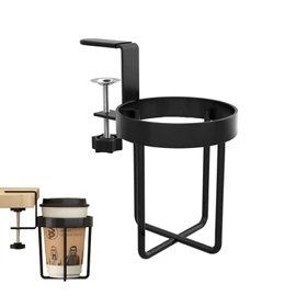 kasanidika Drink Holder, Cup Holder, Drink Cup Holder, Cup Stand, Desk Side Holder, Desk Clamp Type, 180 Degree Rotation Storage, Adjustable, Easy Installation, Stainless Steel, No Drilling Required