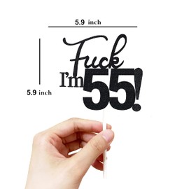 55 decoraciones para tartas, 55 decoraciones para tartas de cumpleaños, purpurina negra, divertida decoración para tartas de 55 años para hombres, 55 decoraciones para tartas para mujeres, decoraciones de 55 cumpleaños, decoración para tartas de 55 cumpl