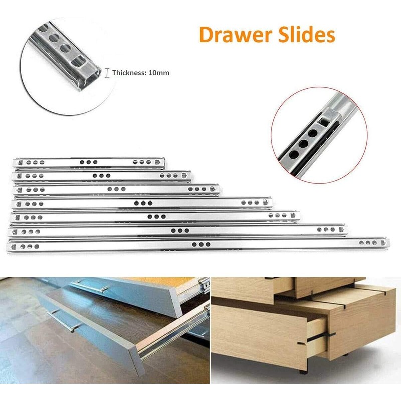1 Pair Metal Bearing Drawer Runners Draw Depth for 17mm