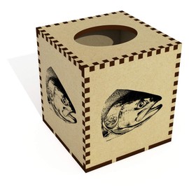 Square 'Salmon Fish Head' Wooden Tissue Box Cover (TB00065540)