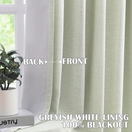 Kayne Studio Soft Green Pinch Pleated Full Blackout Curtains 90 Inch Linen Blend Thermal Insulated Soundproof Room Darkening Back Tab Window Drapes with Hooks for Living Room Bedroom(2 Panels,40"x90")
