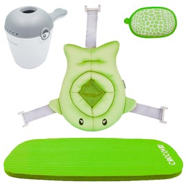 CROCOKID® Baby Bath Accessories - 5 Piece Bath Accessories for Newborns | Bath Pillow for Babies, Bathtub, Complete Set for Baby Bath, Baby Bathtub, Baby Bathtub (Green)