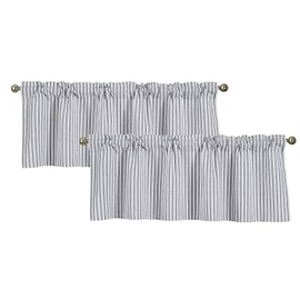 Annlaite Stripes Textured Drapes Stripe Pattern Valance Curtains Light Reducing Window for Living Room/Bedroom/Kitchen Rod Pocket Valance 52 by 18 Inch Gray(2 Pack)