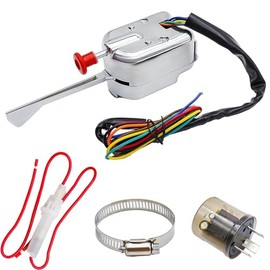 Saihisday Universal Turn Signal Switch with Flasher, 12V Chrome Street Hot Rod Turn Signal Switch with 3 Pin LED Turn Blinker Replacement for Ford Buick GM