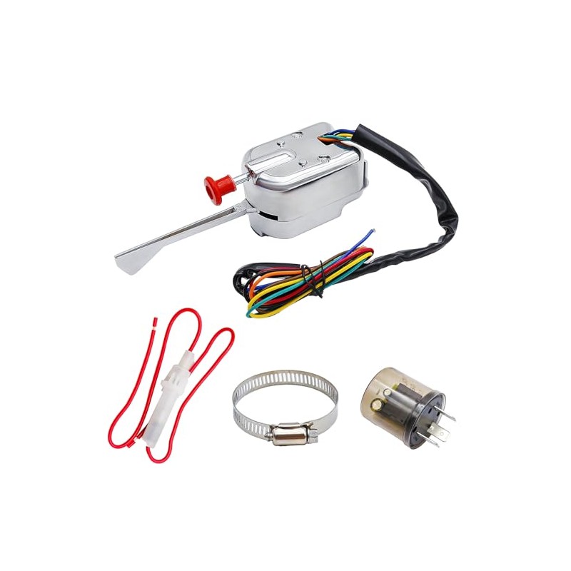Saihisday Universal Turn Signal Switch with Flasher, 12V Chrome Street