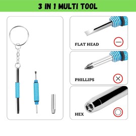 UNEAK - Eyeglass Screwdriver Repair Kit Precision 3 in 1 Mini Screwdrivers Set Keychain Glasses, Sunglasses, Sunglass, Watch, Electronics, Jewelry, Eyeglasses, Flat Head, Phillips, Hex