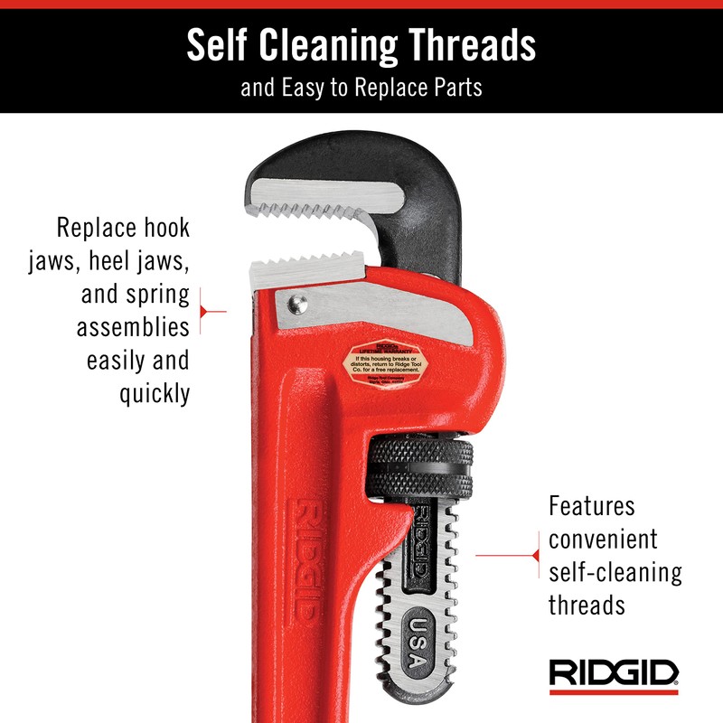 RIDGID 31020 Model 14 Heavy-Duty Straight Pipe Wrench, 14-inch Plumbing