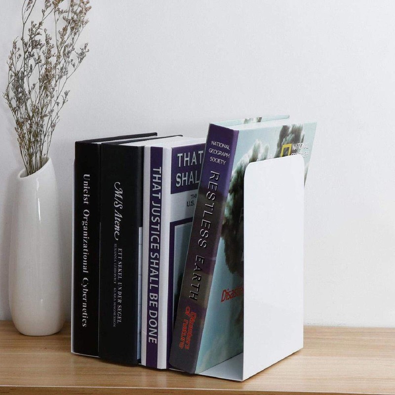 VONDERSO Heavy Duty White Decorative Metal Bookends, VONDERSO Metal Book