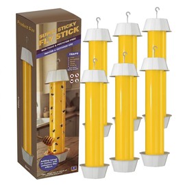 Sticky Fly Traps Indoor Outdoor 6 Pack, Super Sticky Hanging Hook Non-Toxic Fruit Fly Traps for Wasps Insects Moths Mosquitoes Fruit Flies Spiders Fleas Bugs and Gnats,Family and Pet Safe