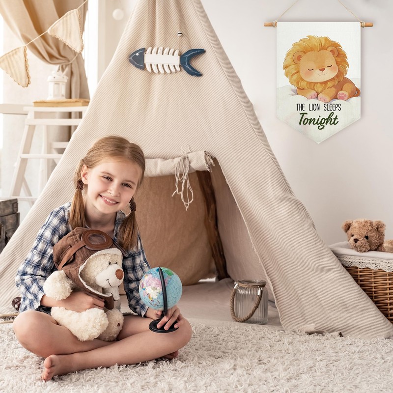 The Lion Sleeps Tonight Canvas Banner Nursery Wall Decor 12x16in
