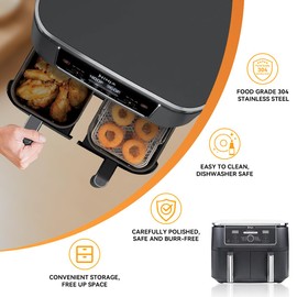 SHUOMAO Air Fryer Rack for Ninja, 3 Layers 304 Stainless Steel Grill Cooking Rack,Air Fryer Accessories for Ninja Foodi AF300UK,AF400UK,Salter/Instant/Tower/EMtronics Dual Zone Air Fryer