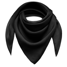 Basic Sense Square Chiffon Scarf Retro Lightweight Neck Scarves Bandana for Women, Black