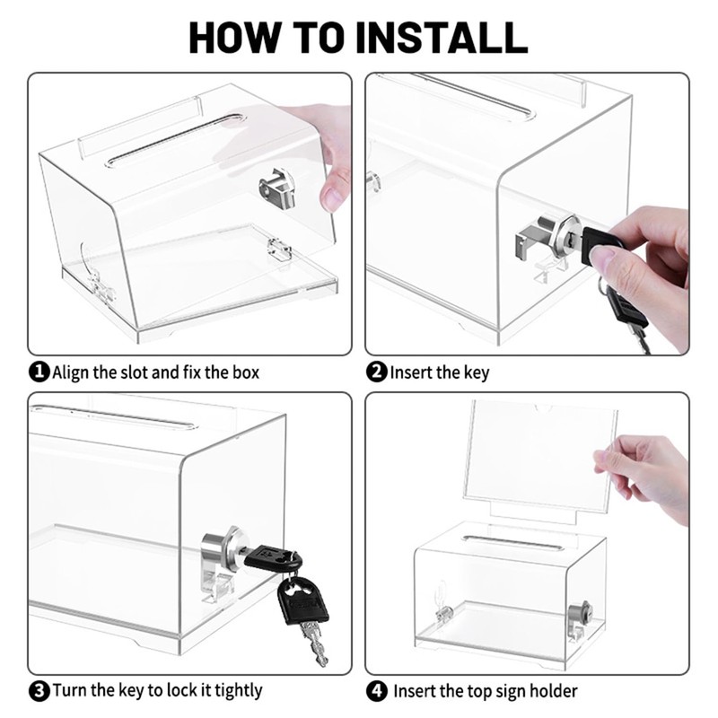 Lockable Donation Box, 15.7 x 11.5 x 10.2 cm, Secure