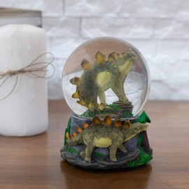 Elanze Designs Stegosaurus Dinosaur Friends Tabletop Figurine Fossil Bone Paleontologist 100MM Sturdy Glitter Water Musical Dinosaur Snow Globe Plays Tune Born Free