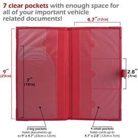 Auto Insurance and Registration Card Holder - Vehicle Glove Box Document Organizer - Car Essential Paperwork Holder for DMV, AAA, Contact Information Cards - Premium PU Leather Wallet Case - Red