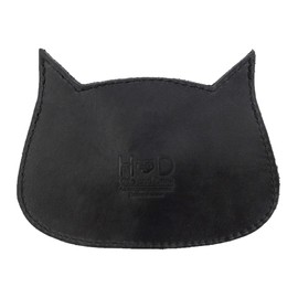 Hide & Drink, Cat-Shaped Wallet, Coin Pouch, Money Holder, Travel Accessory, Full Grain Leather, Handmade, Charcoal Black