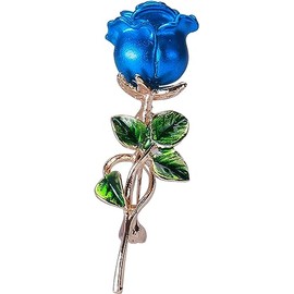 Blue Weiy Rose Flower Brooch Enamel Leaf Breastpin Decorative Floral Lapel Pin for Women Party Banquet Wedding, 5.7 * 1.8cm for Party Dance Wedding Banquet for Elegant Women Girl