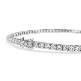 Moissanite Tennis Bracelet for Women and Men, 18K White Gold Plated Sterling Silver Bracelet, 2mm-5mm Lab Created Simulated Diamond Bracelets for Brides/Birthday/Valentine's Day Gift (2.4 Carat)