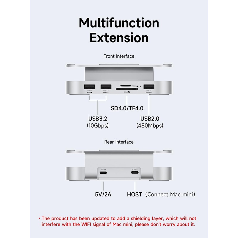 Hagibis Mac mini M4 Hub & Stand with SSD Enclosure,