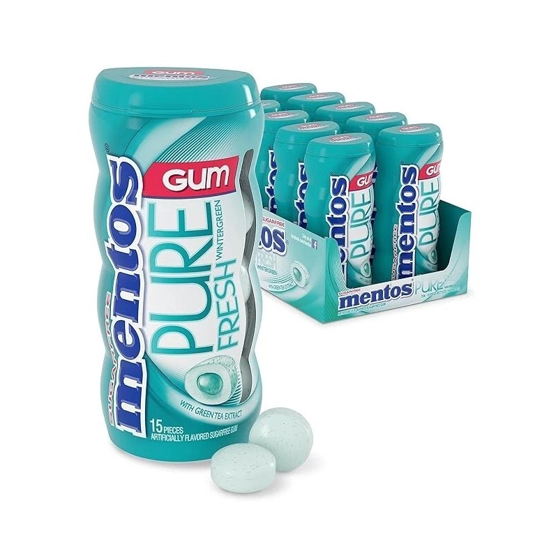 Mentos Pure Fresh Sugar-Free Chewing Gum , Wintergreen, 15 Piece